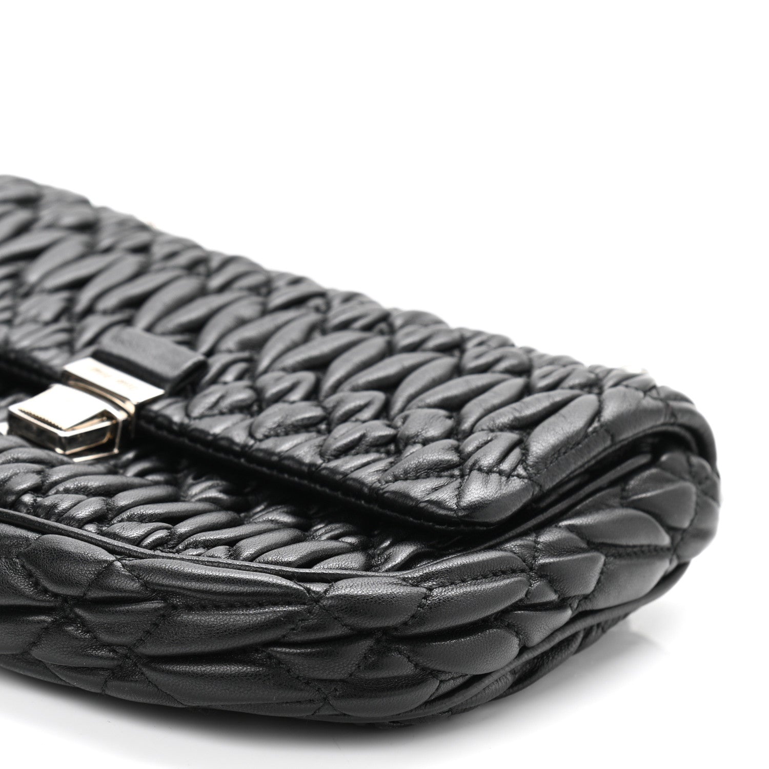 Miu Miu Nappa Matelasse Crystal Chain Crossbody Black 9 of 9