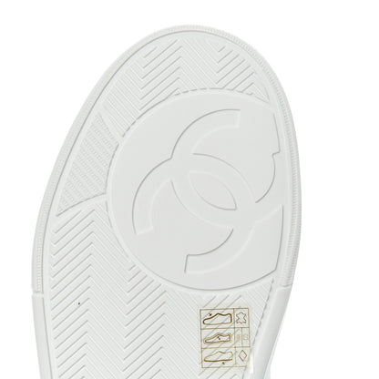 Chanel Calfskin Womens Logo Sneakers 37 White Blue 7 of 9