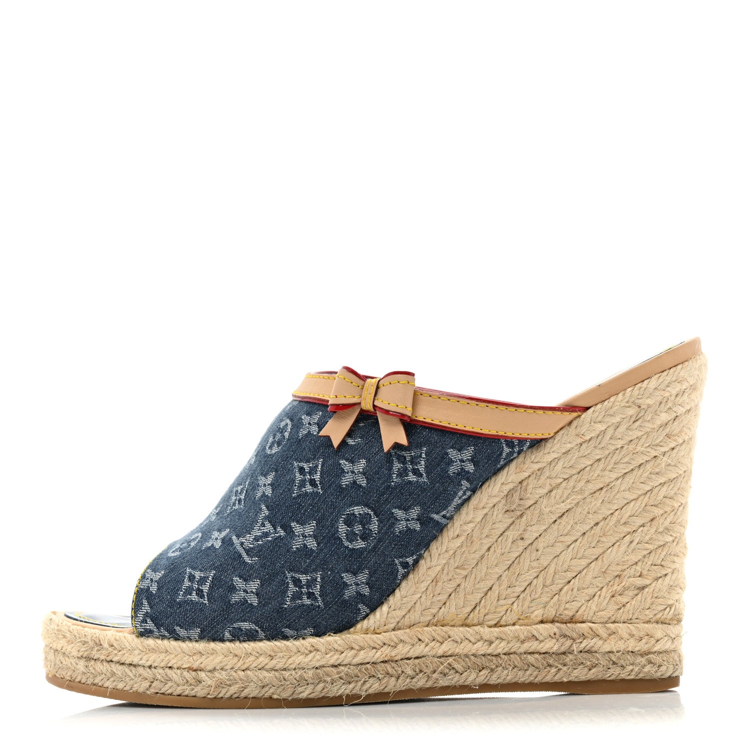 Louis Vuitton Denim Monogram Bow Espadrille Wedges 41 Blue 1 of 14