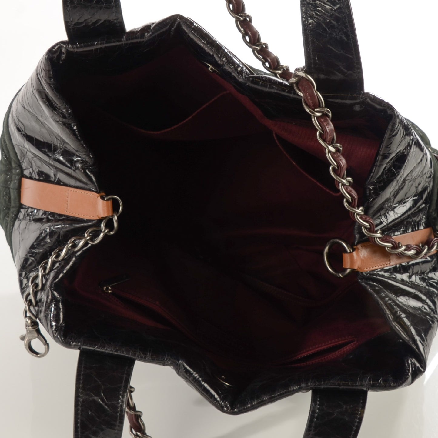 Iridescent Calfskin Large In the Mix Tote Dark Green