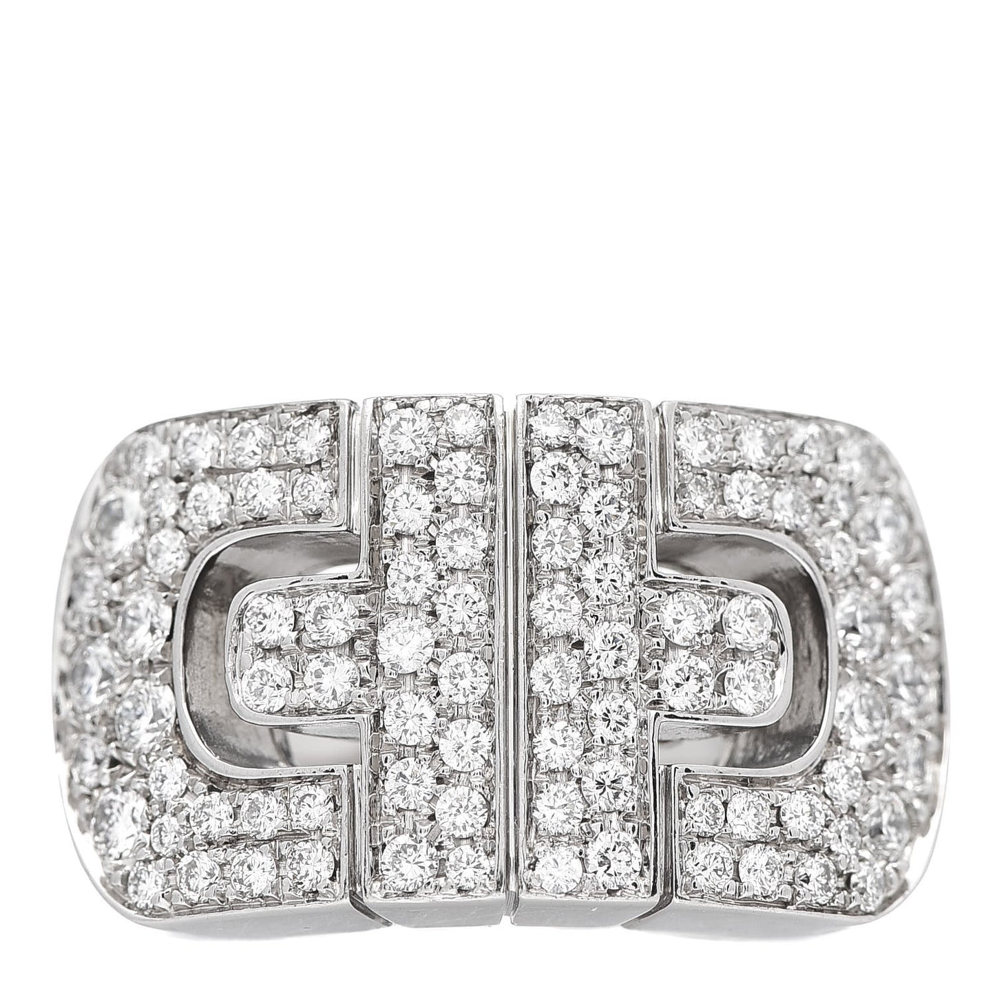 18K White Gold Diamond Parentesi Revolution Ring 51 5.75