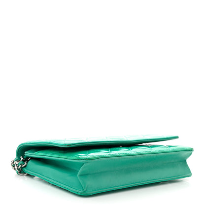 Chanel Patent Quilted Wallet On Chain WOC Green 4 of 12