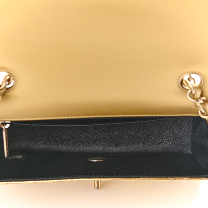 Chanel Metallic Calfskin Crocodile Embossed Cocodile Rectangular Mini Flap Gold 5 of 9