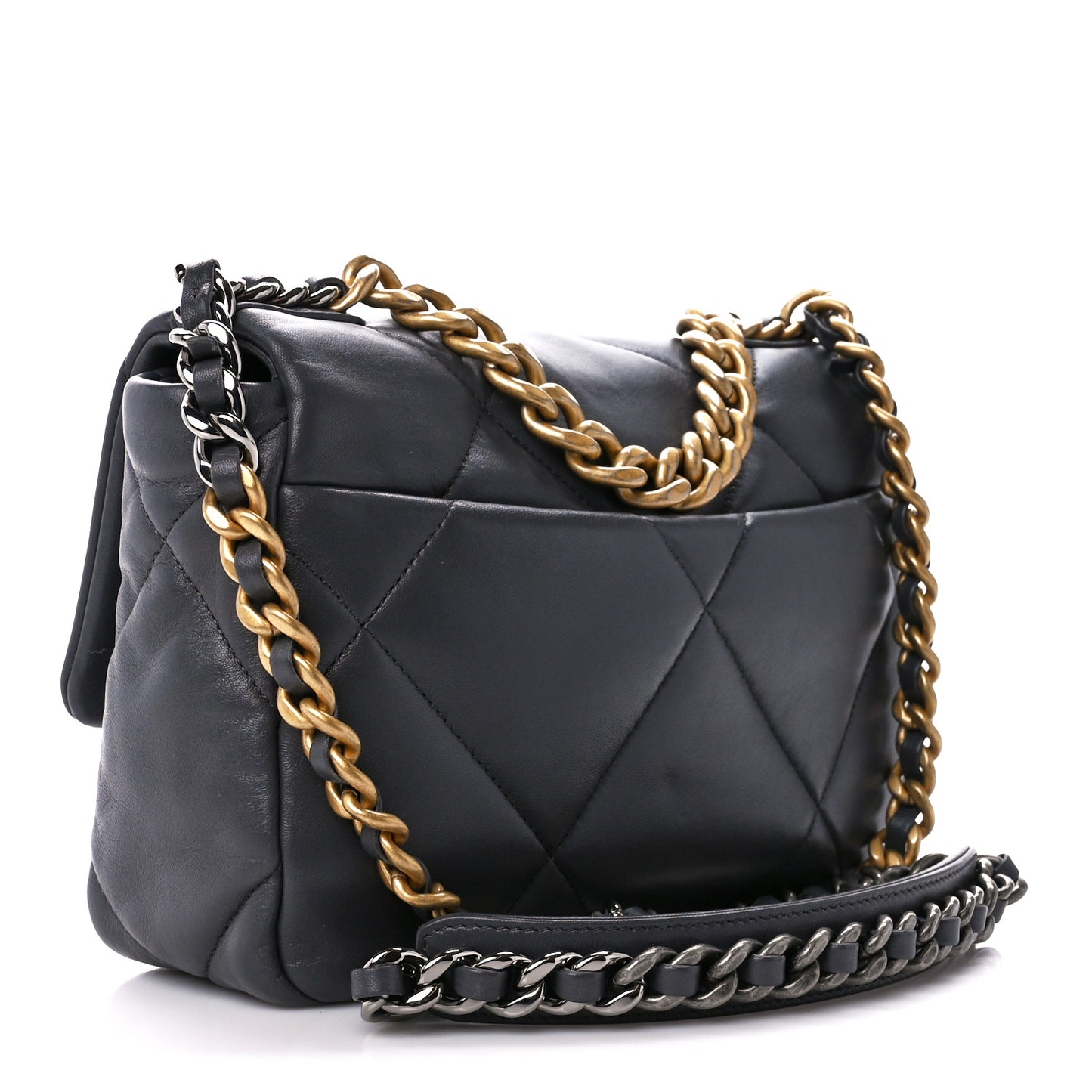 Lambskin Quilted Medium Chanel 19 Flap Dark Grey