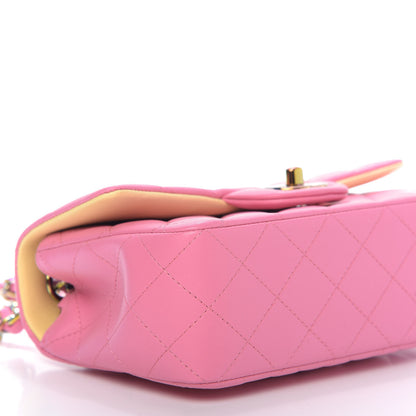 Chanel Lambskin Quilted Mini Rectangular Flap Pink Yellow 6 of 11
