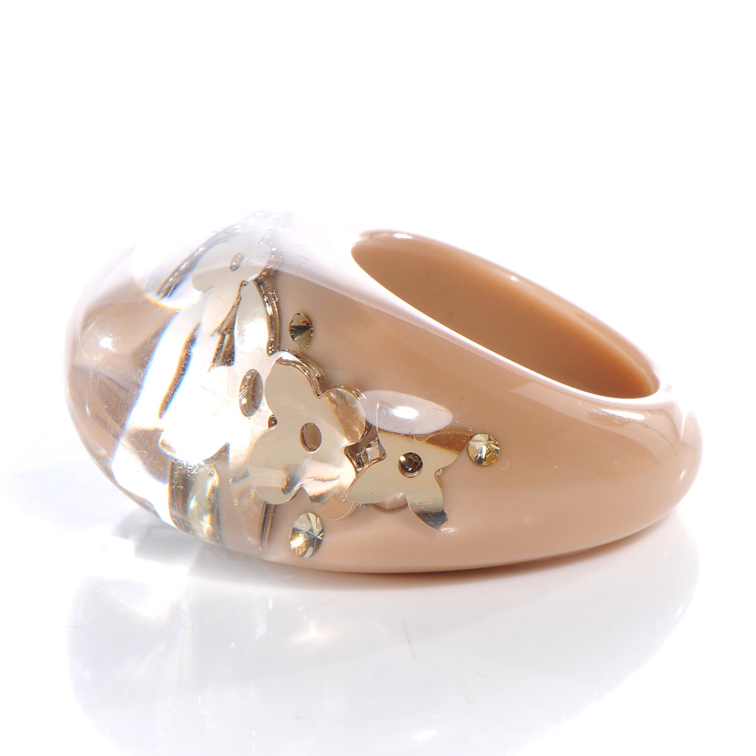 Louis Vuitton LOUIS VUITTON Swarovski Crystal Inclusion Ring 5.5 Beige 4 of 4