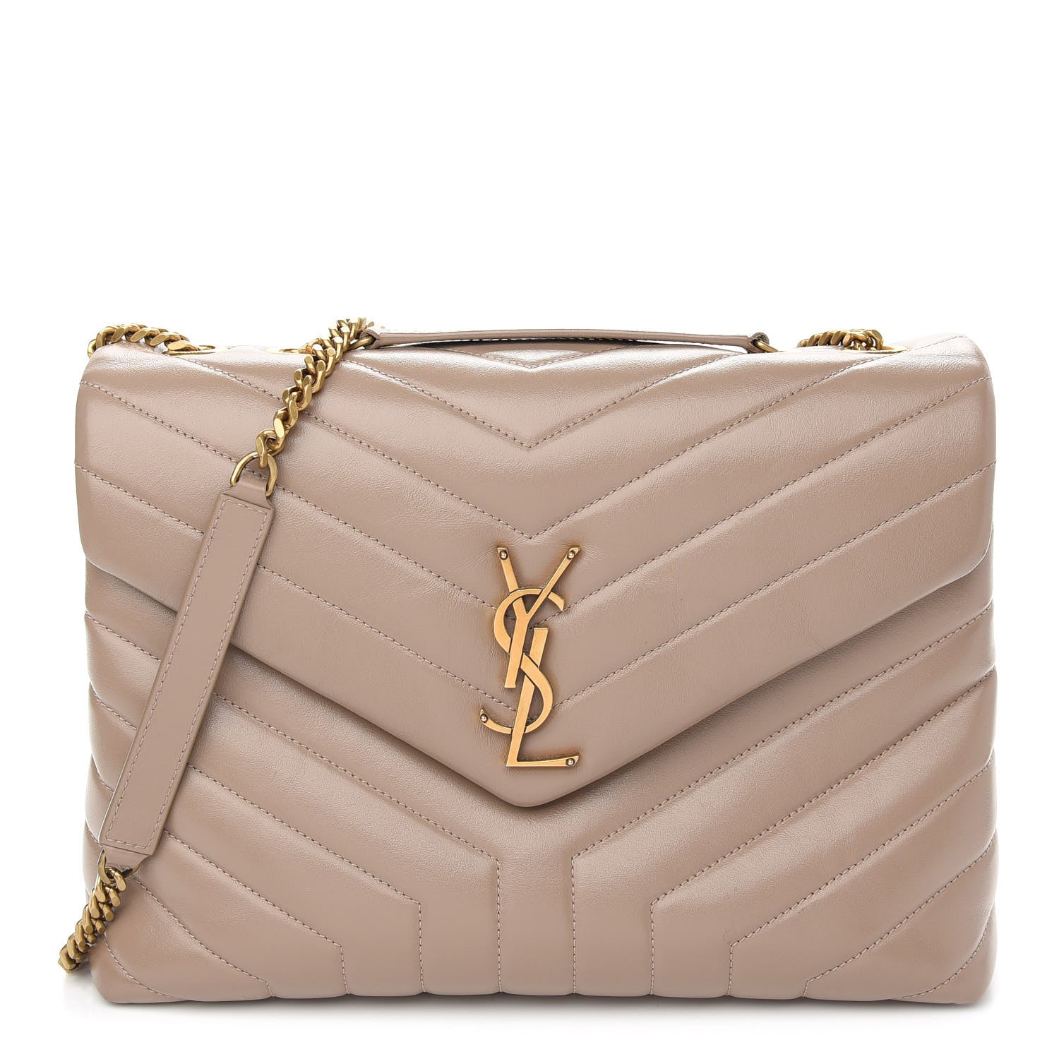 Saint Laurent Calfskin Y Quilted Monogram Medium Loulou Chain Satchel Dusty Grey 1 of 10