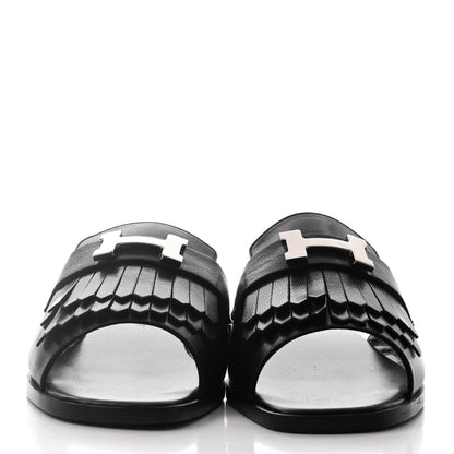 Hermes Goatskin Auteuil Sandals 37 Black 2 of 8