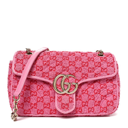 Gucci Sponge Boucle GG Monogram Small GG Marmont Shoulder Bag Pink Red 1 of 10