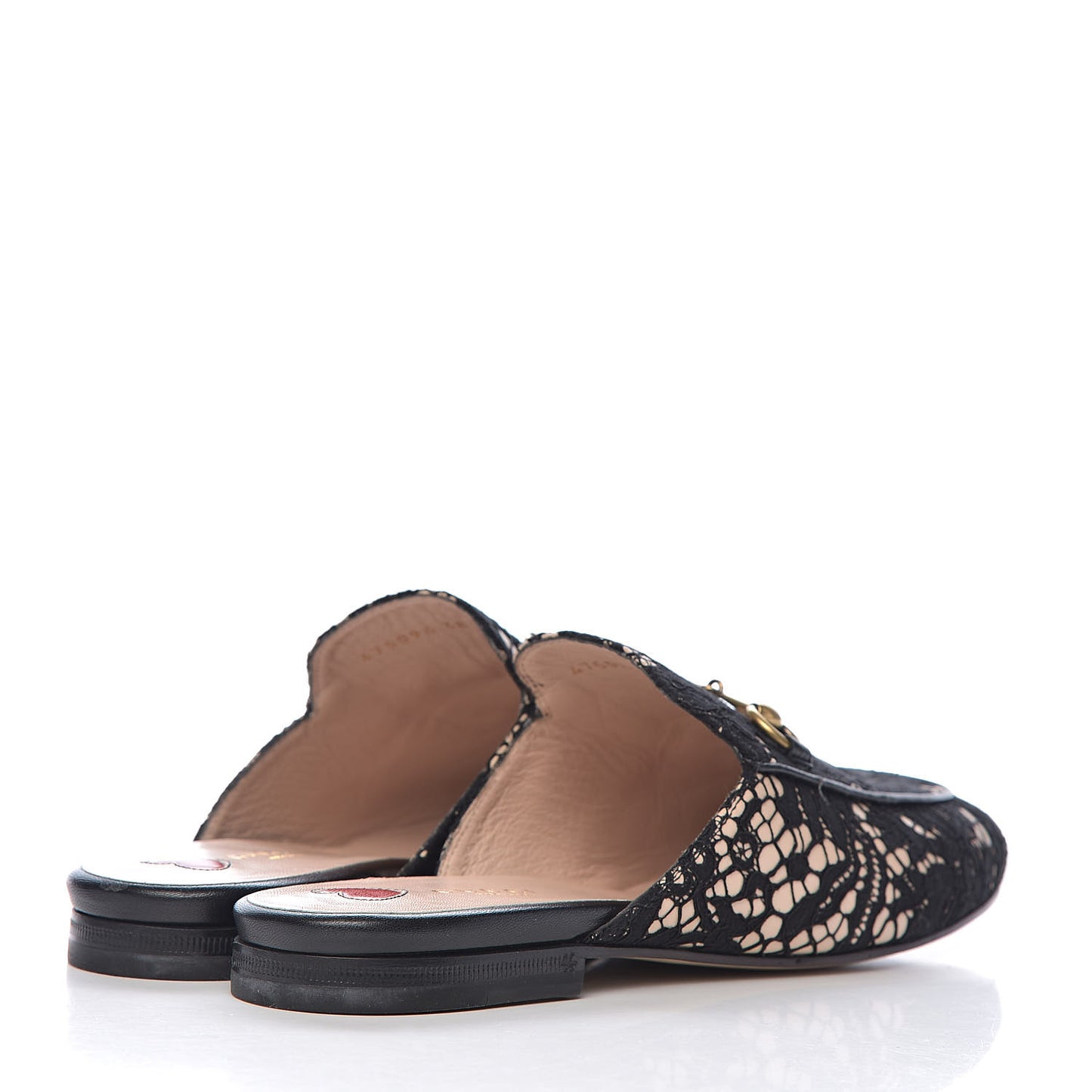 Lace Malaga Kid Womens Princetown Slippers 36 Black Skin Rose