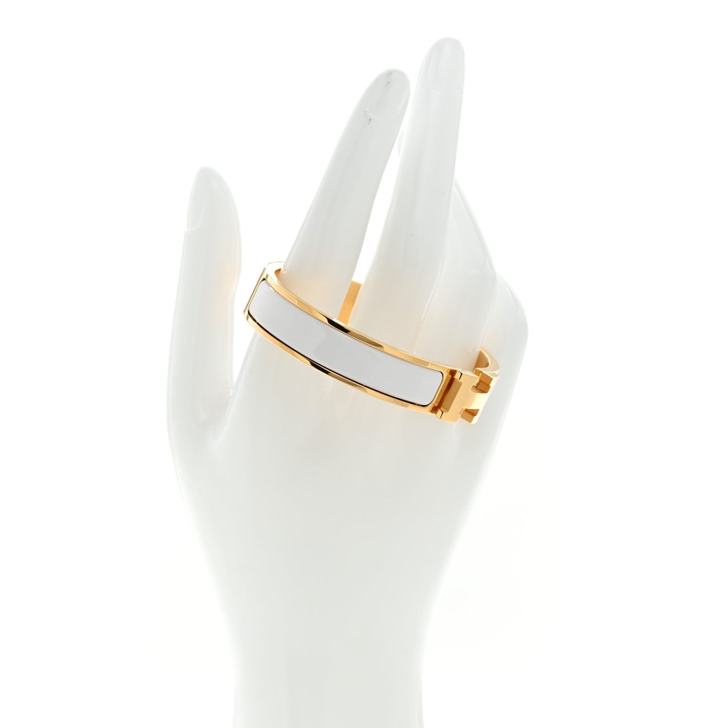 Enamel Narrow Clic Clac H Bracelet GM White