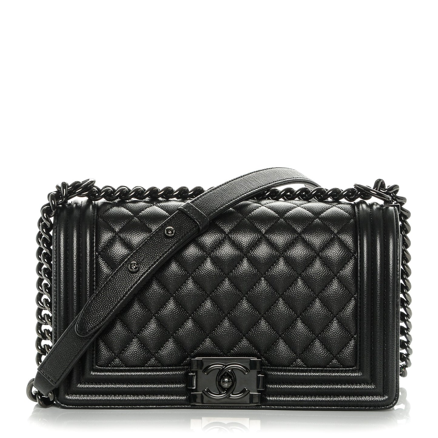 Caviar Quilted Medium Boy Flap So Black
