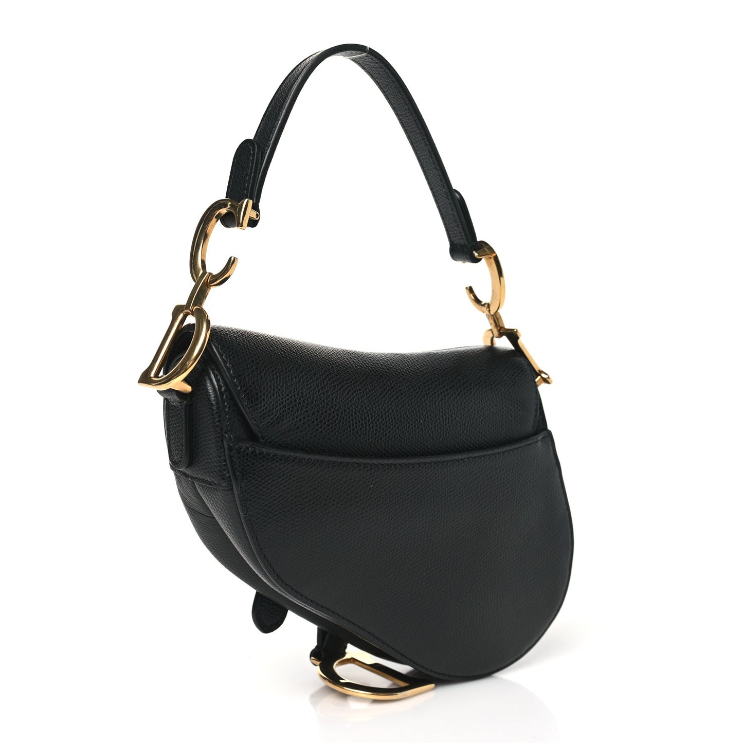 Grained Calfskin Mini Saddle Bag Black