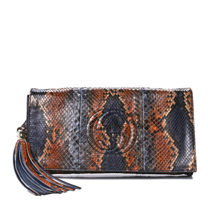 Gucci Snakeskin Medium Soho Clutch Blue Sienna 1 of 12
