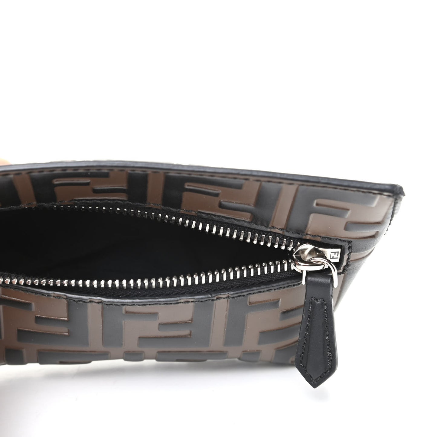 Calfskin FF 1974 Embossed Pyramid Pouch Maya Black