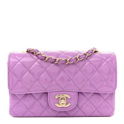 Chanel Patent Quilted Mini Rectangular Flap Purple 1 of 11