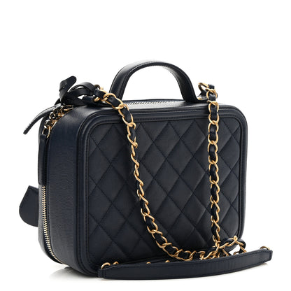 Chanel Caviar Quilted Medium CC Filigree Vanity Case Navy 3 of 11