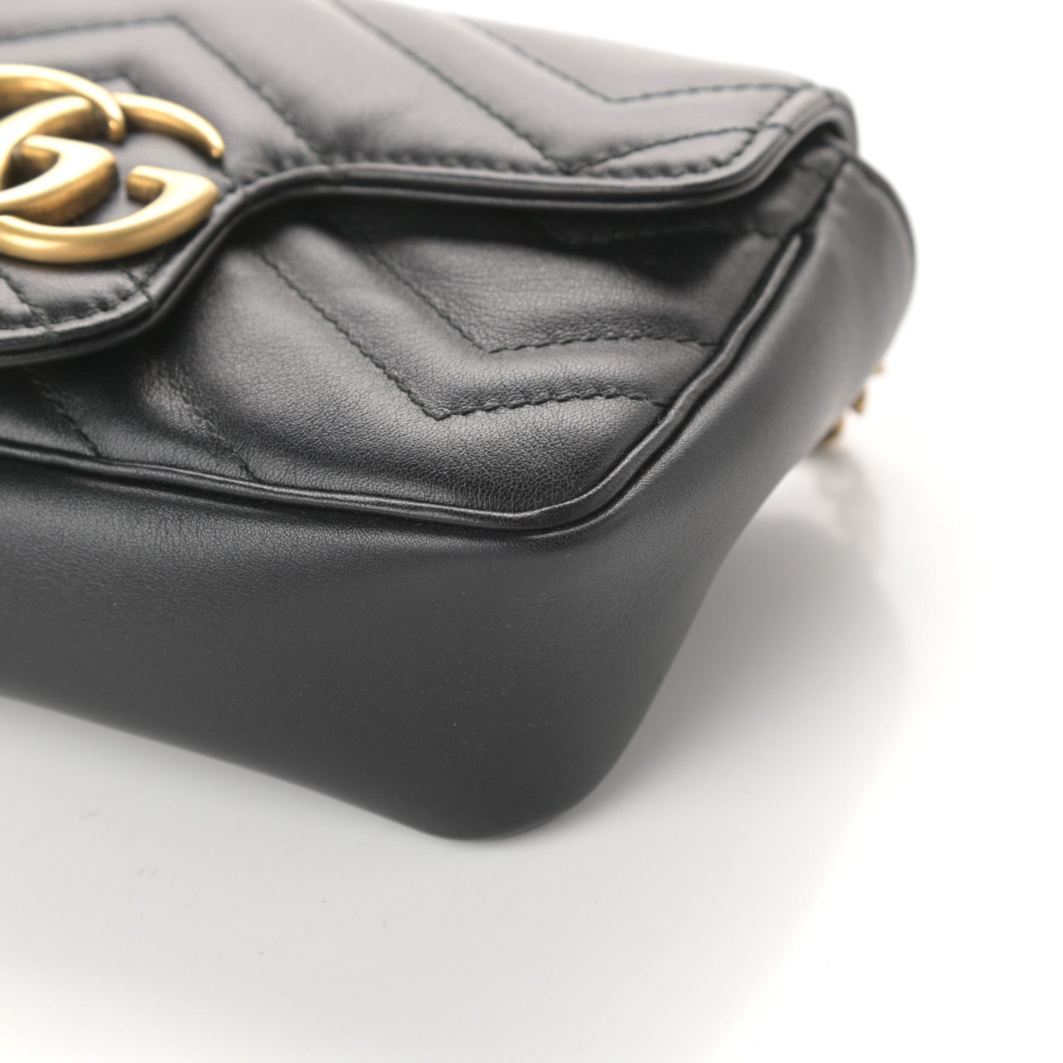 Gucci Calfskin Matelasse Super Mini GG Marmont Shoulder Bag Black 8 of 8