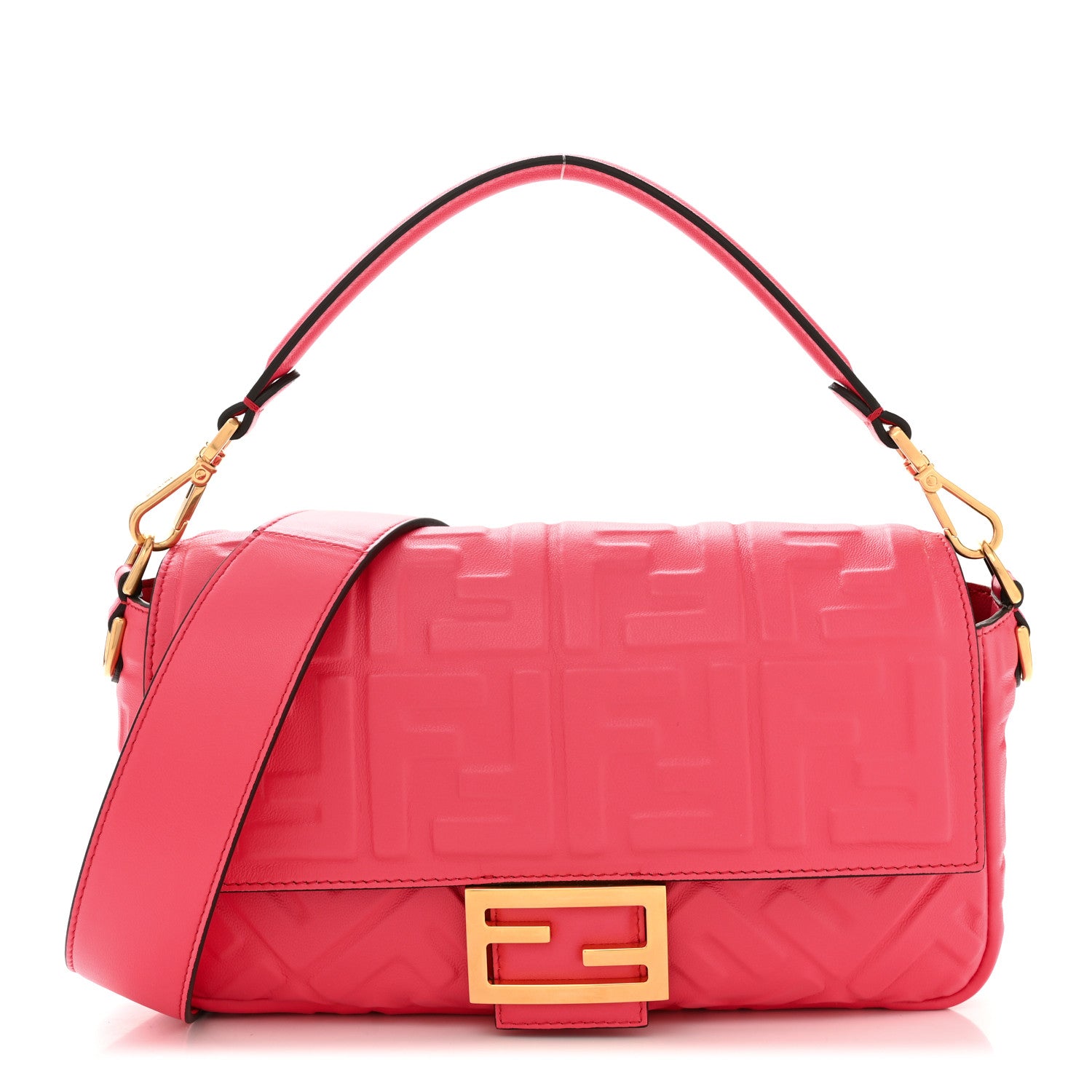 Fendi Nappa FF 1974 Embossed Baguette Lampone 1 of 10