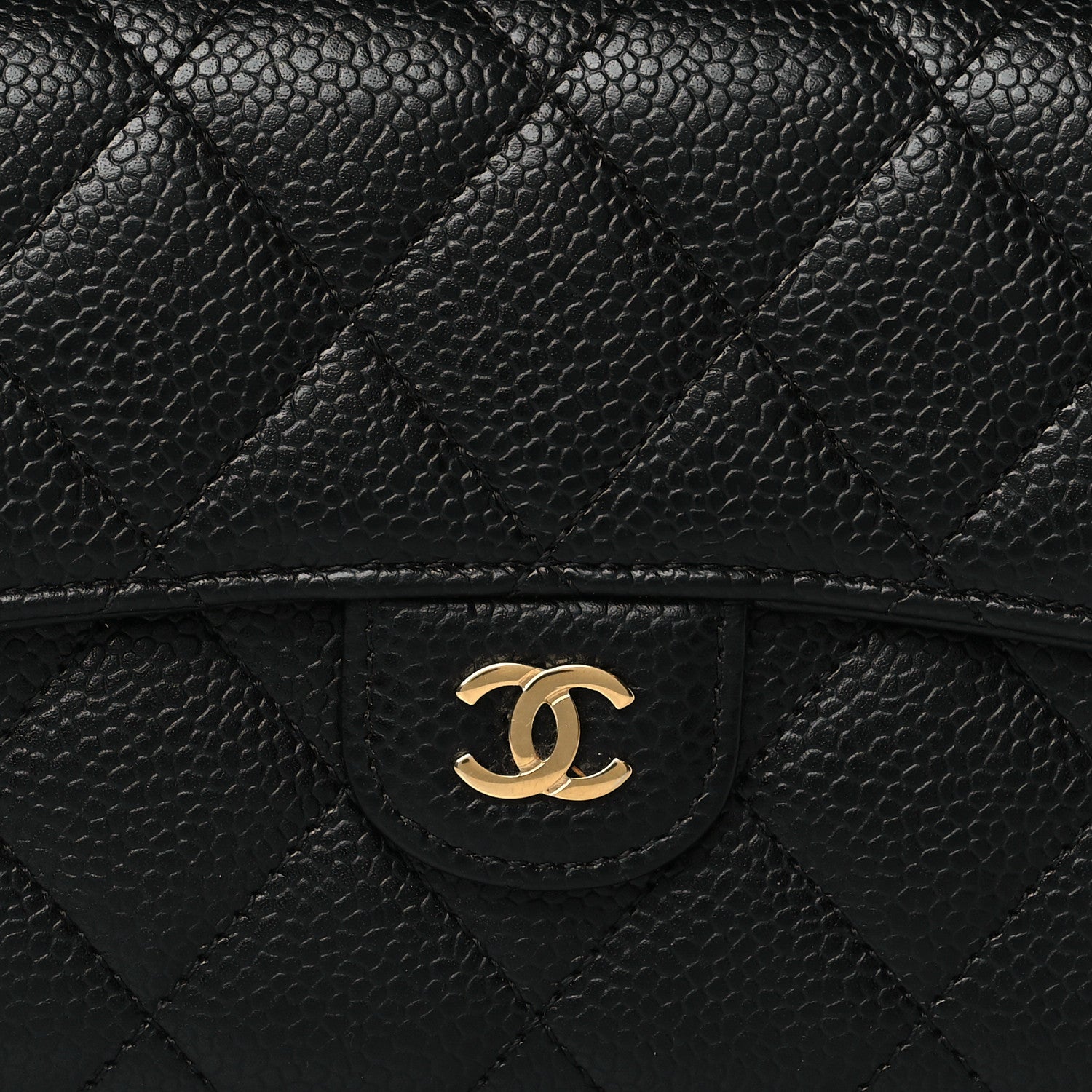 Chanel Caviar Quilted Large Gusset Flap Wallet Black 9 of 12