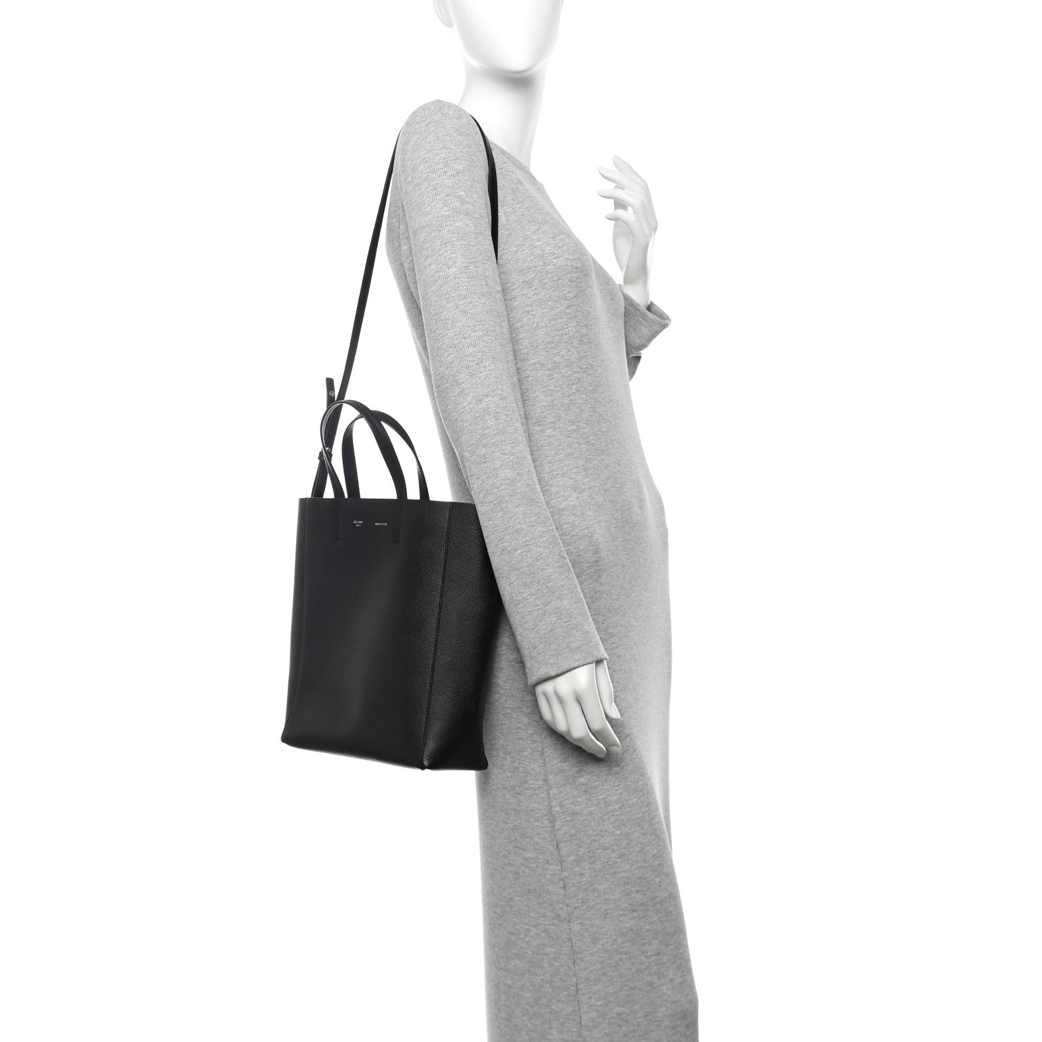 Celine Grained Calfskin Small Vertical Cabas Black 2 of 11
