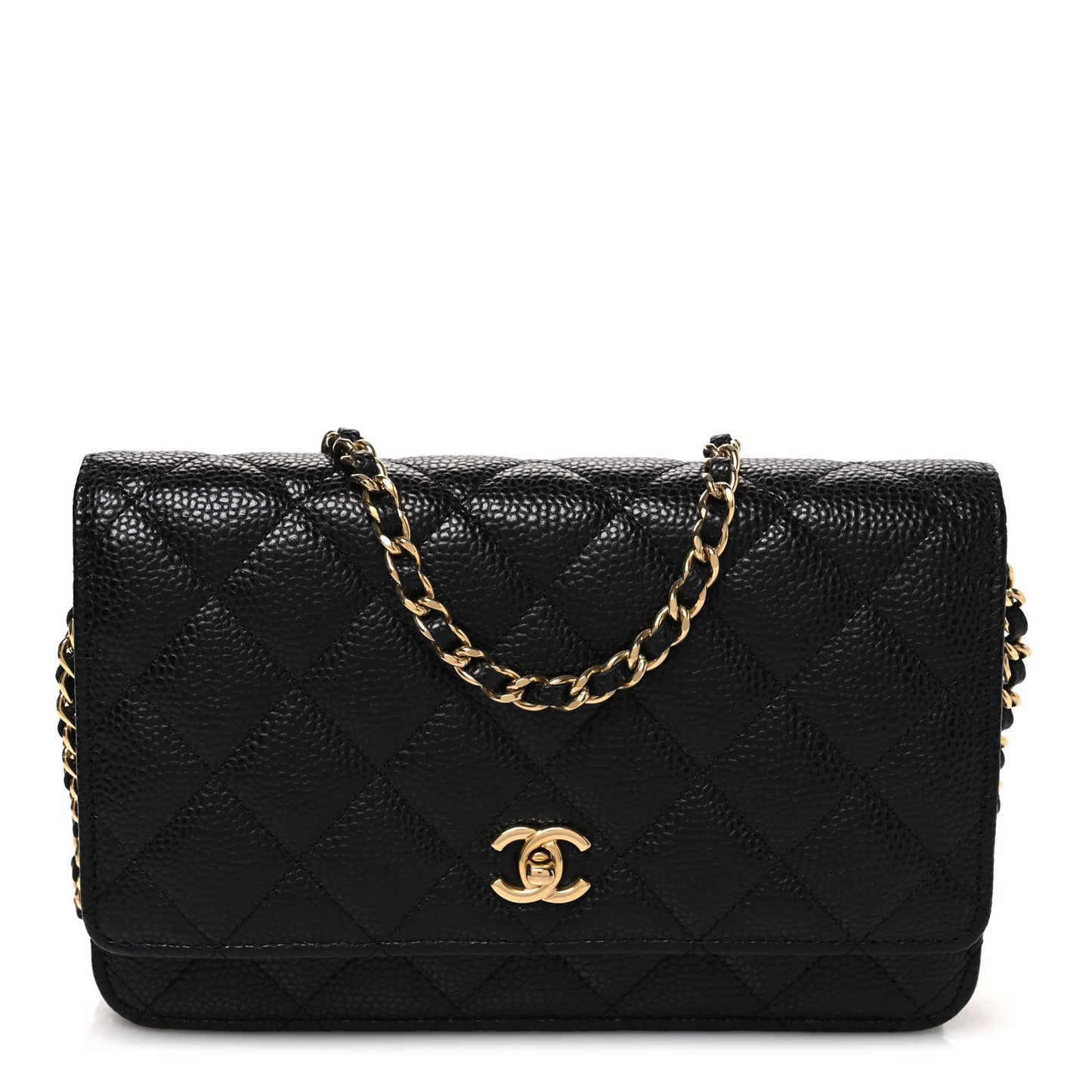 Caviar Quilted CC Turnlock Wallet On Chain WOC Black
