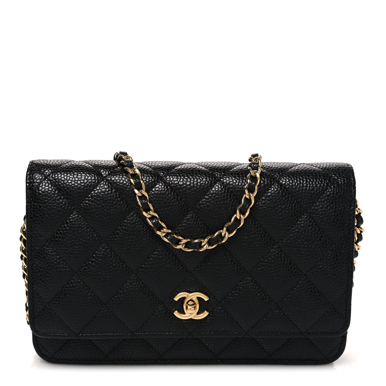 Chanel Caviar Quilted CC Turnlock Wallet On Chain WOC Black 1 of 12