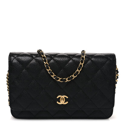 Chanel Caviar Quilted CC Turnlock Wallet On Chain WOC Black 1 of 12