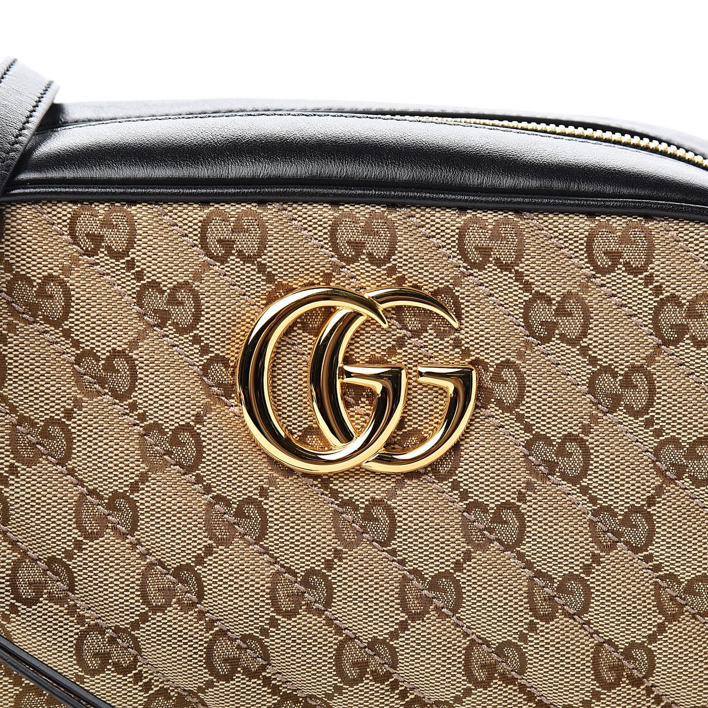 Monogram Matelasse Diagonal Small GG Marmont Chain Shoulder Bag Beige Black