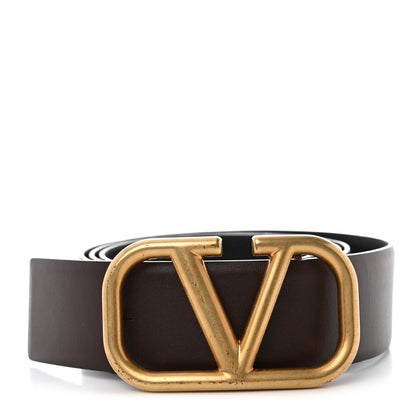 Valentino Garavani Glossy Calfskin VLogo Belt 95 38 Black 1 of 6