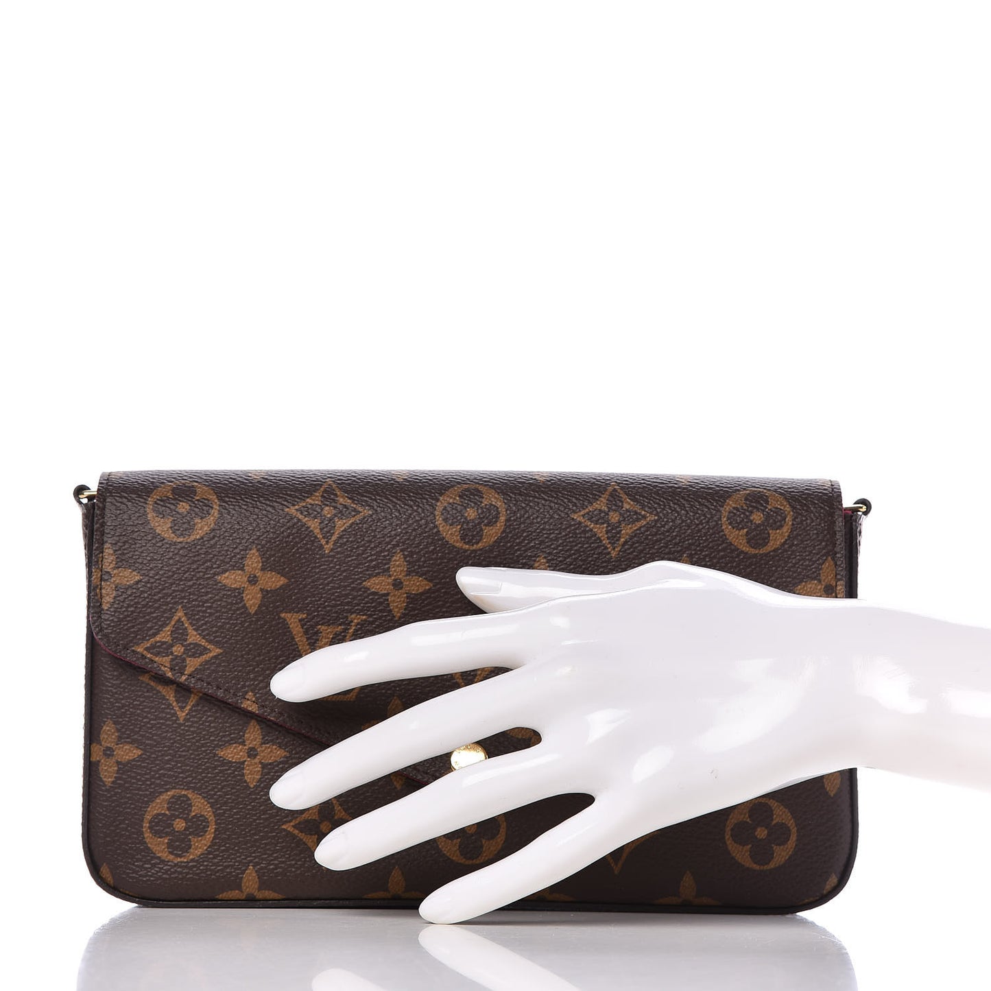 Monogram Pochette Felicie Chain Wallet Fuchsia