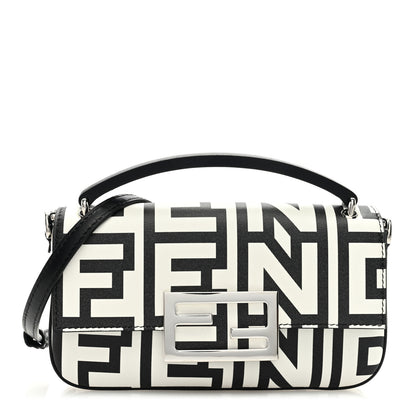 Fendi X MARC JACOBS Nappa Vitello King Logo Print Phone Baguette White Black 1 of 8