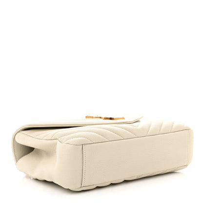Saint Laurent Sheepskin Matelasse Chevron Monogram Medium College Bag Crema Soft 4 of 10