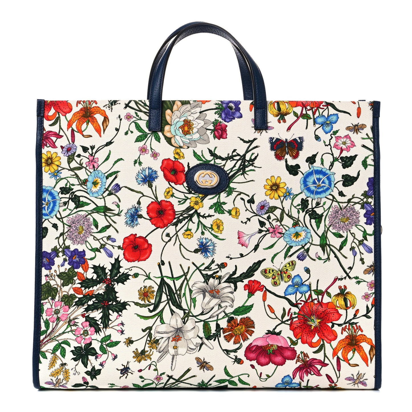 Canvas Large Flora Tote Navy Multicolor