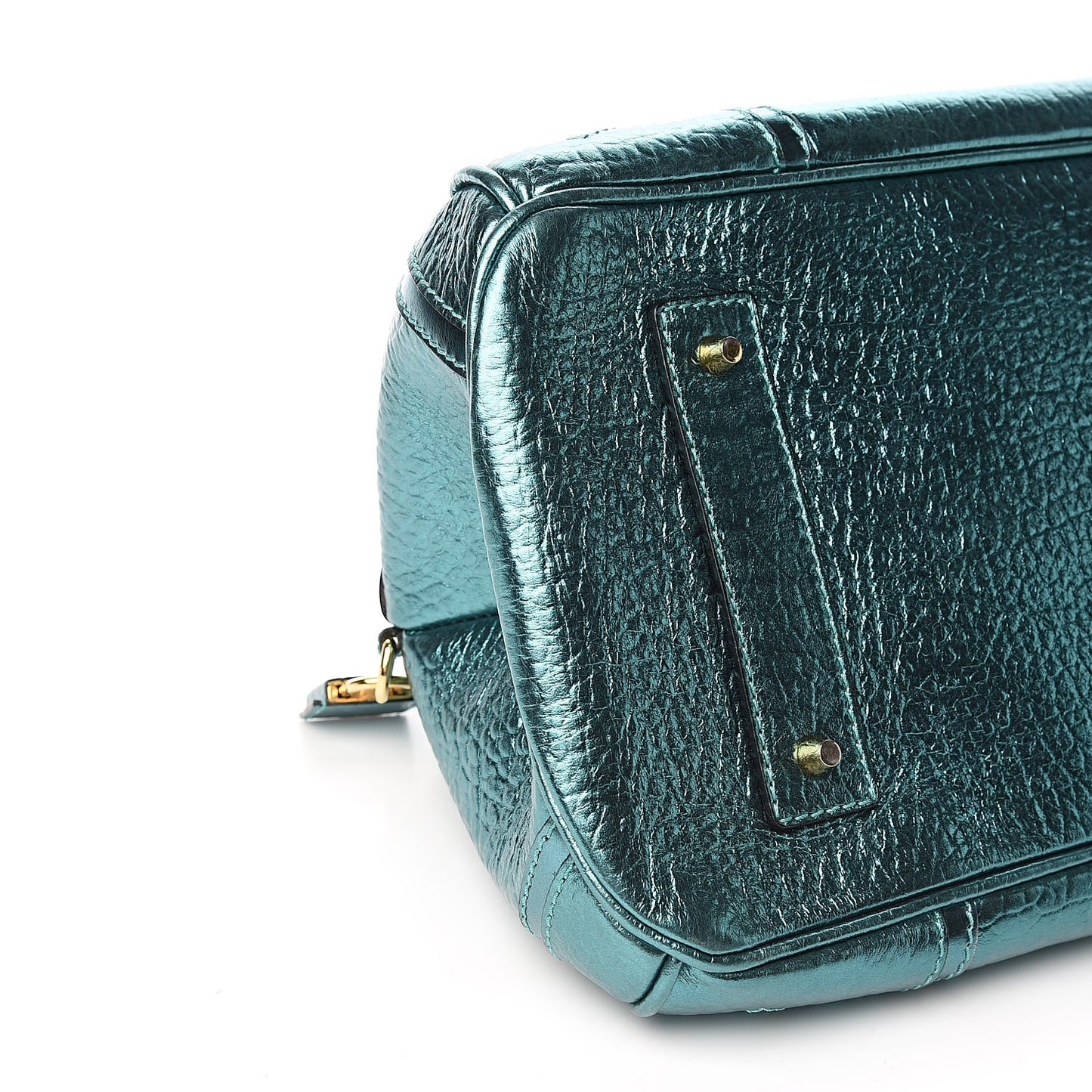 Metallic Calfskin Blaze Satchel Petrol Blue