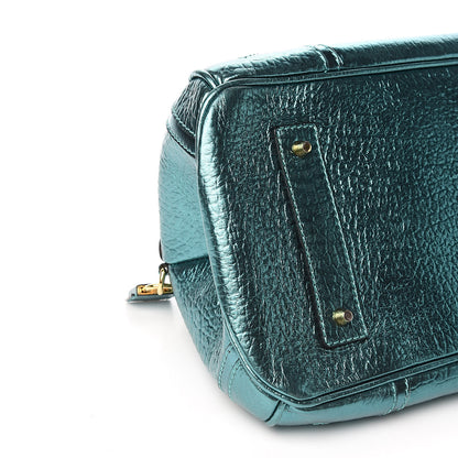 Burberry Metallic Calfskin Blaze Satchel Petrol Blue 9 of 12