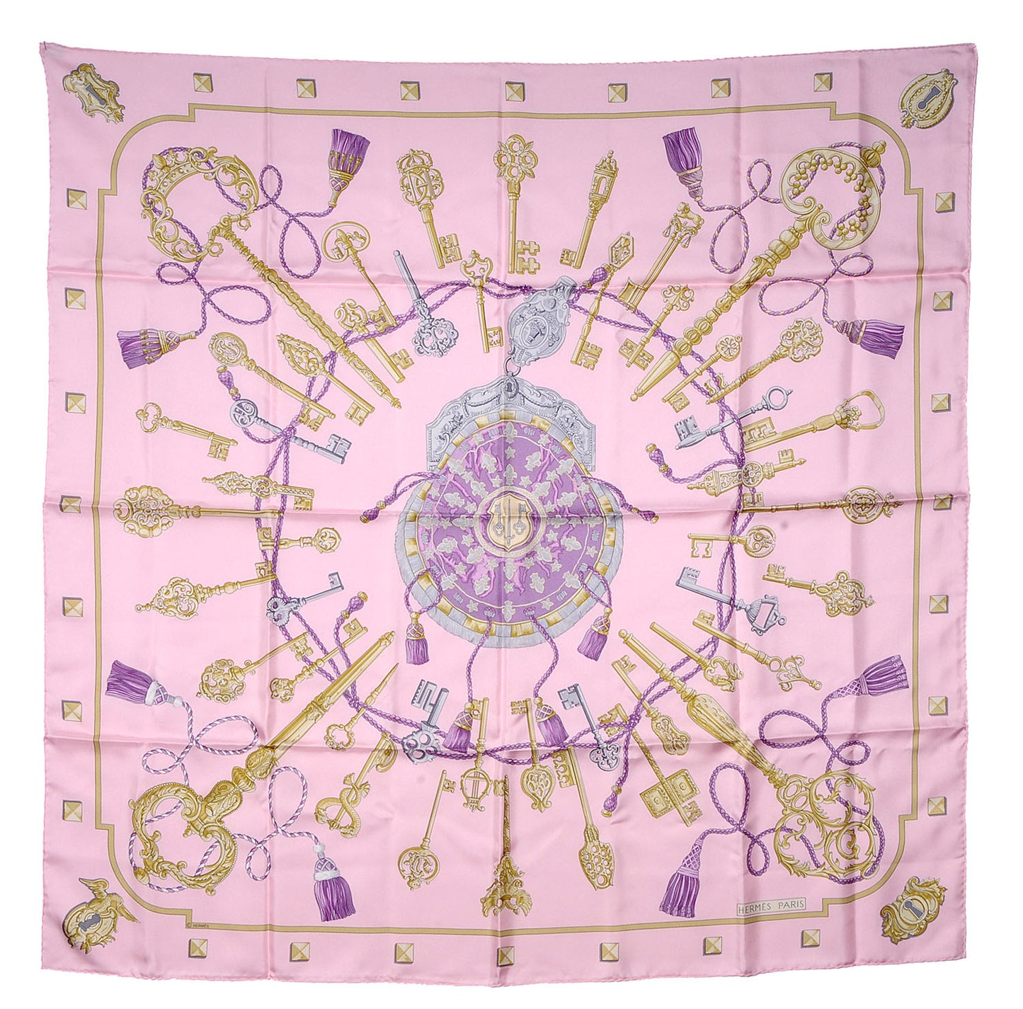 Silk Les Cles Scarf 90 Pink