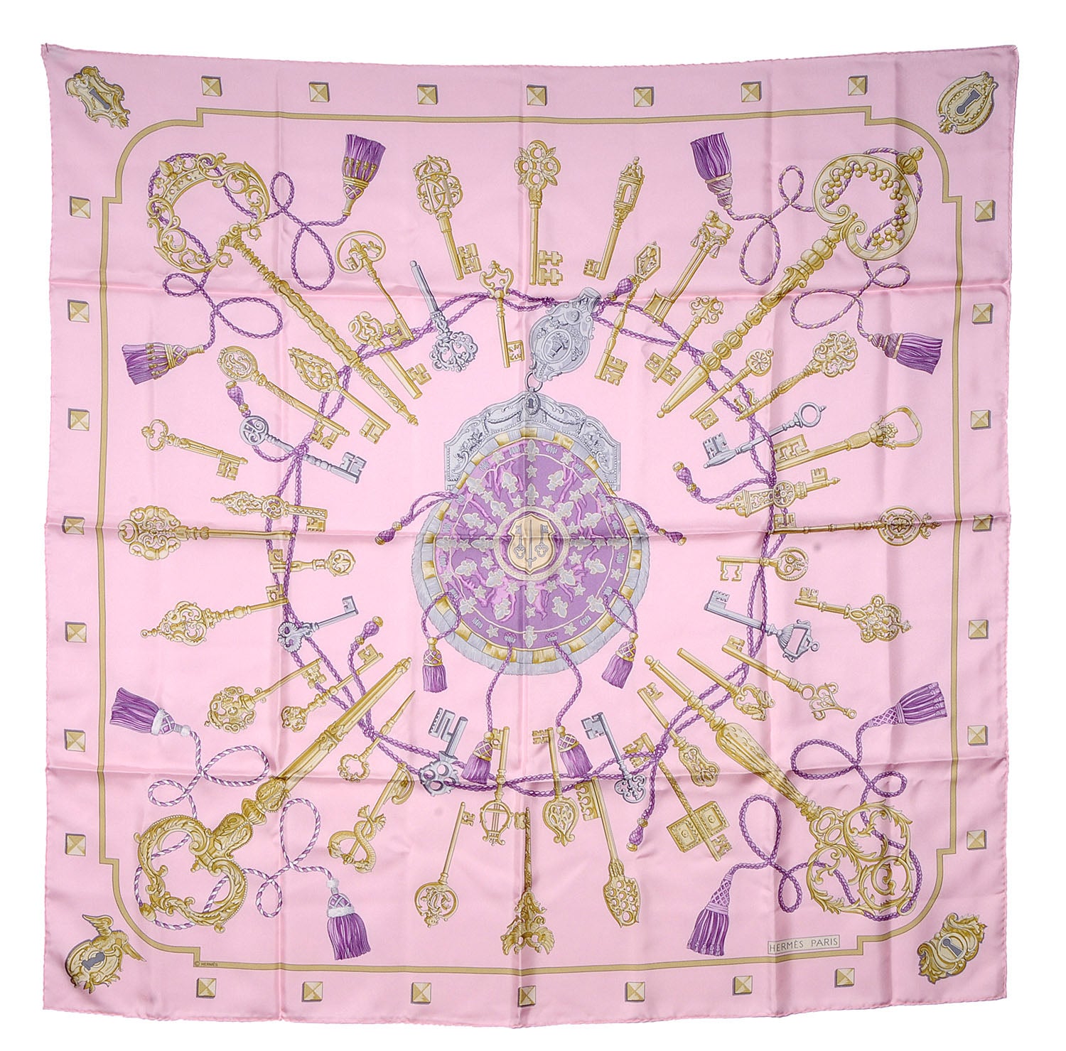 Hermes Silk Les Cles Scarf 90 Pink 2 of 5