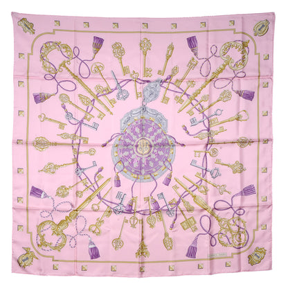 Hermes Silk Les Cles Scarf 90 Pink 2 of 5