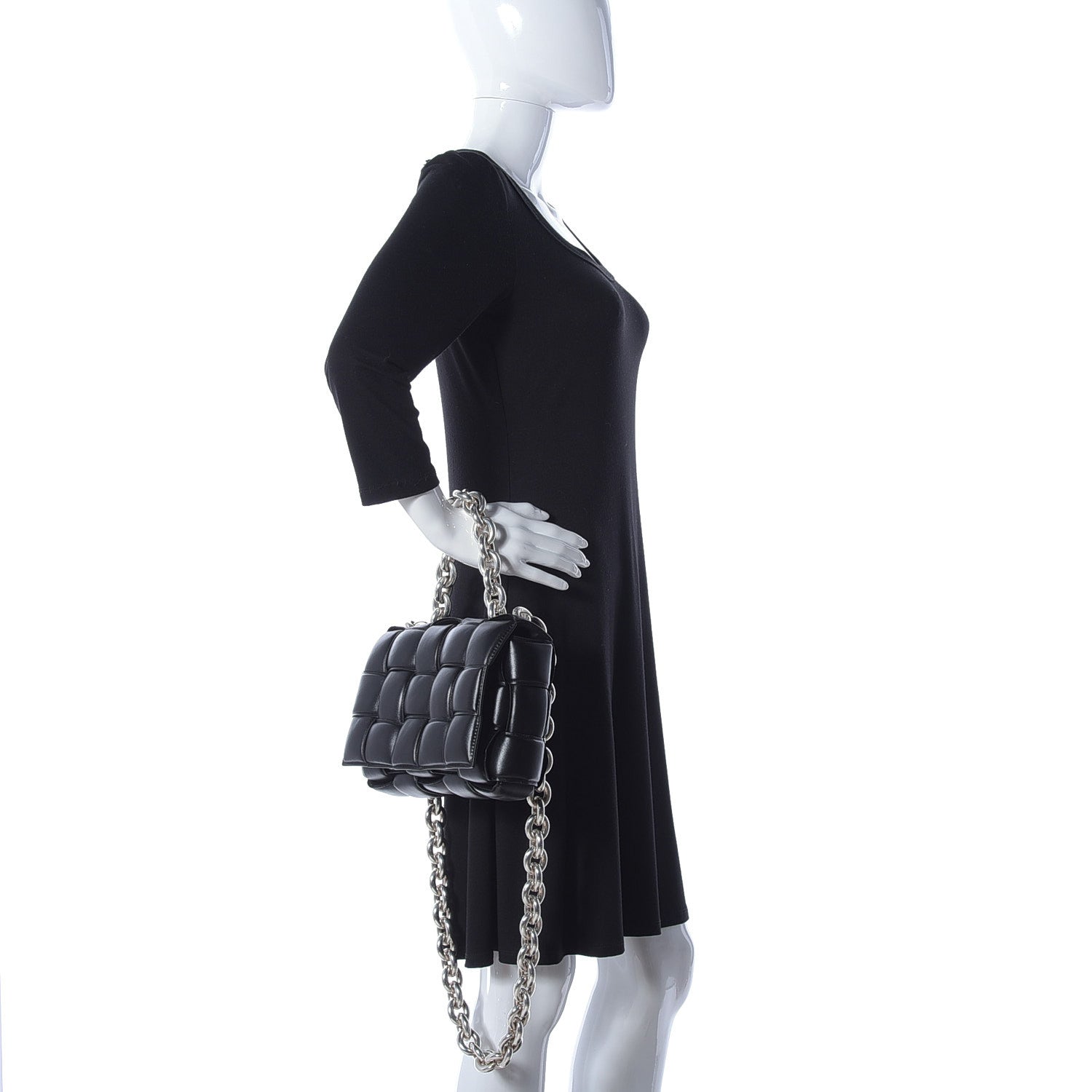 Bottega Veneta Lambskin Maxi Intreccio Padded Chain Cassette Crossbody Bag Black 3 of 9