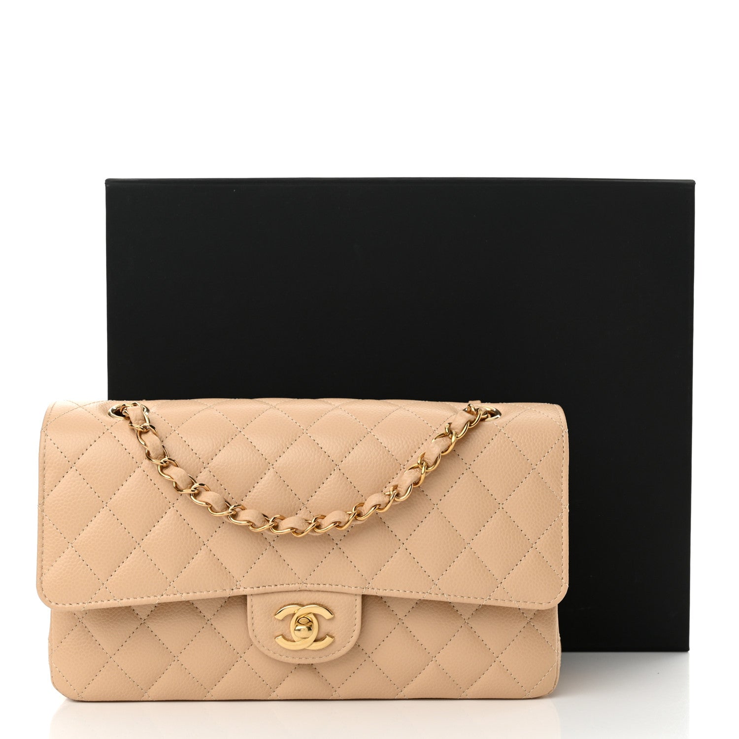 Chanel Caviar Quilted Medium Double Flap Beige 12 of 12