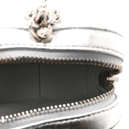 Chanel Metallic Lambskin Quilted CC Mini In Love Heart Bag Charm Silver 5 of 9