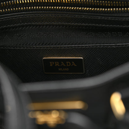 Prada Saffiano Small Galleria Double Zip Tote Black Talco 6 of 13