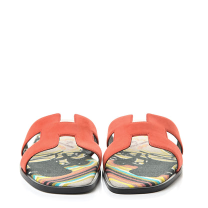 Hermes Suede Goatskin Oran Sandals 40 Rouge Corail 2 of 8