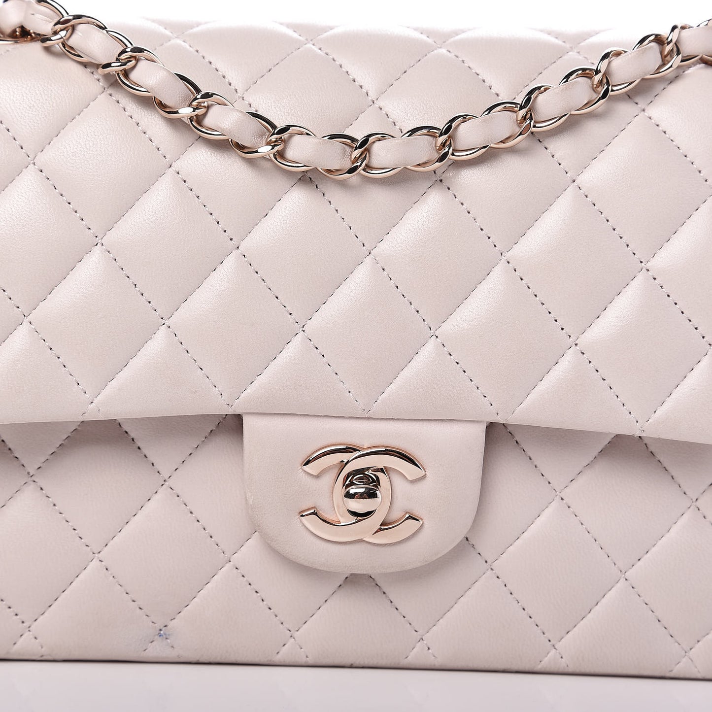 Lambskin Quilted Medium Double Flap Pink