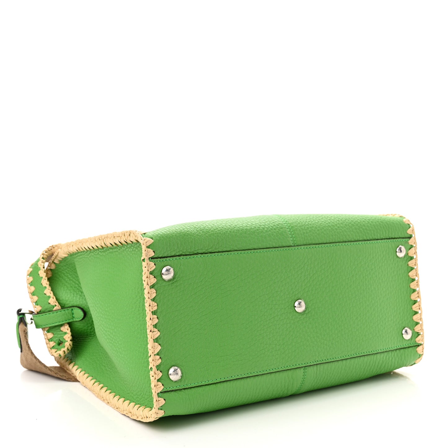 Cuoio Romano Selleria Raffia Bi-Color Woven Medium Peekaboo X-Lite Tomatillo Paglia