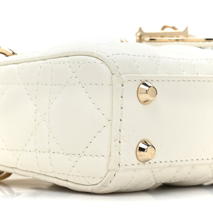 Christian Dior Lambskin Cannage Micro Lady Dior White 9 of 13