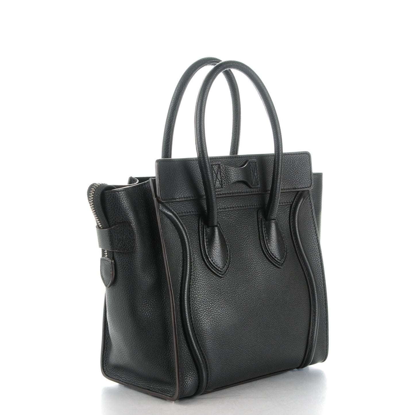 Drummed Calfskin Micro Luggage Black