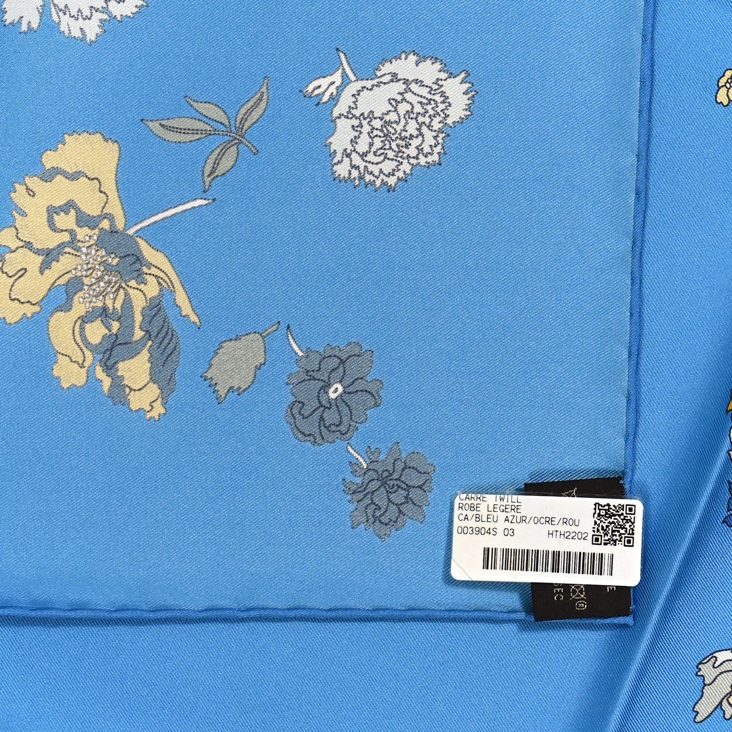 Silk Robe Legere Scarf 90 Bleu Azure Ocre Roux
