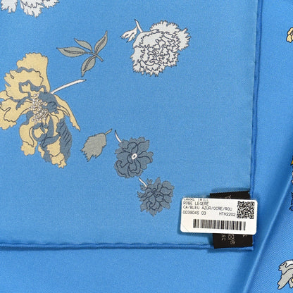 Hermes Silk Robe Legere Scarf 90 Bleu Azure Ocre Roux 3 of 5